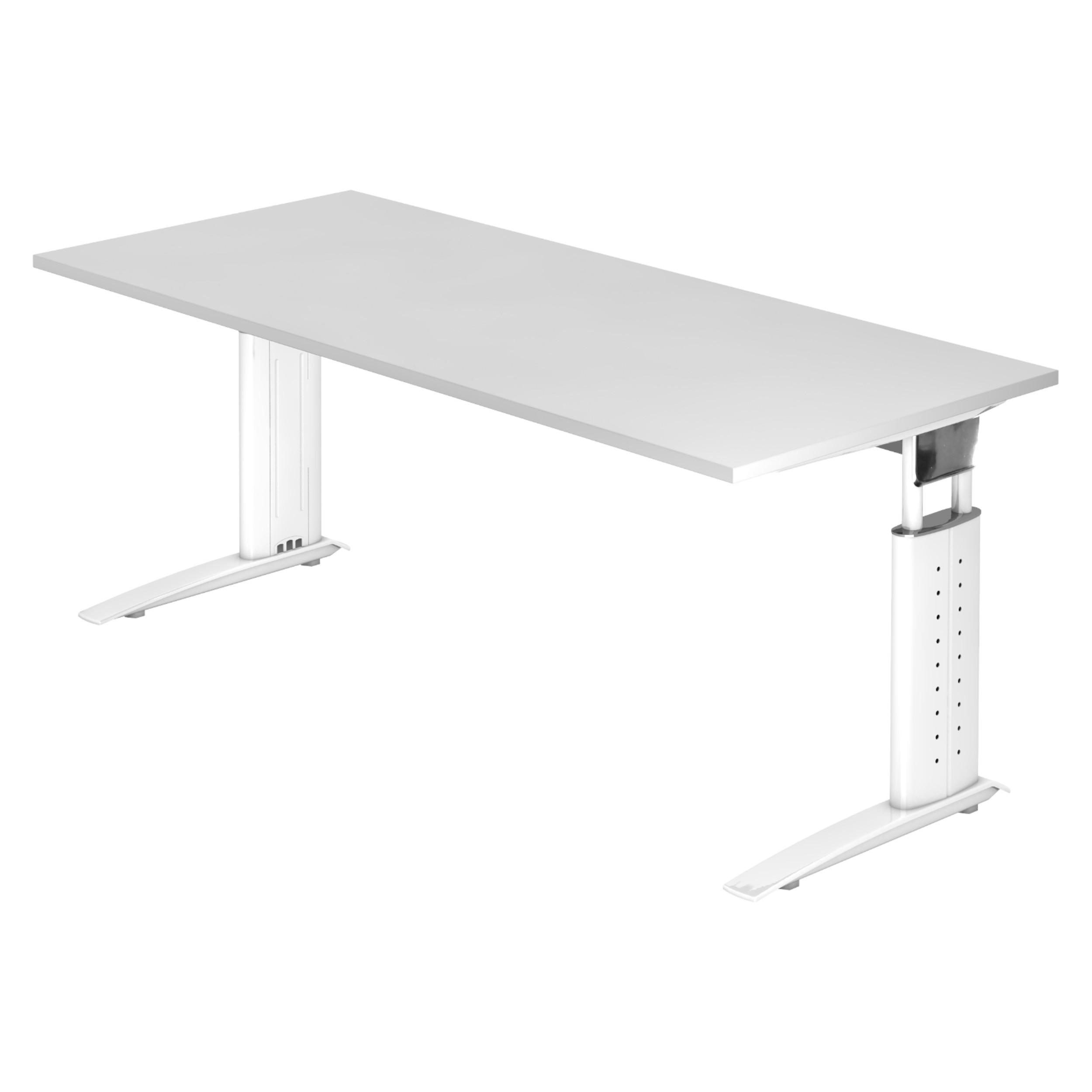 SCHREIBTISCH Serie-U 80/180/74 cm in Weiß/Weiß - Weiß, Holzwerkstoff (80/180/74cm) - bümö