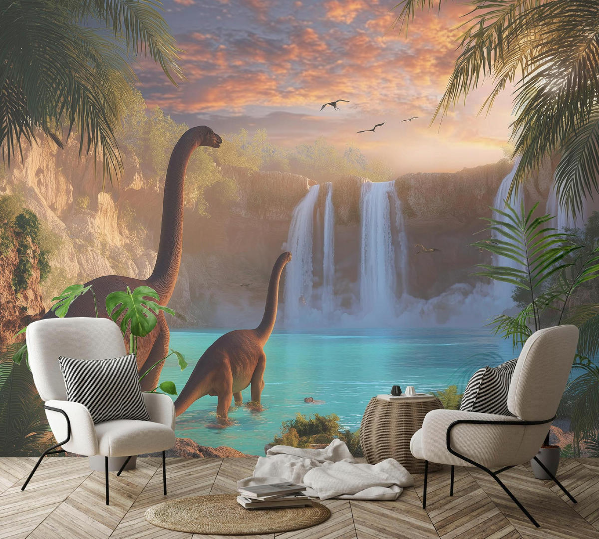 FOTOTAPETE Kinderzimmer Junge Dinosaurier 400x280 - Multicolor, Papier (400/280cm) - Wallarena