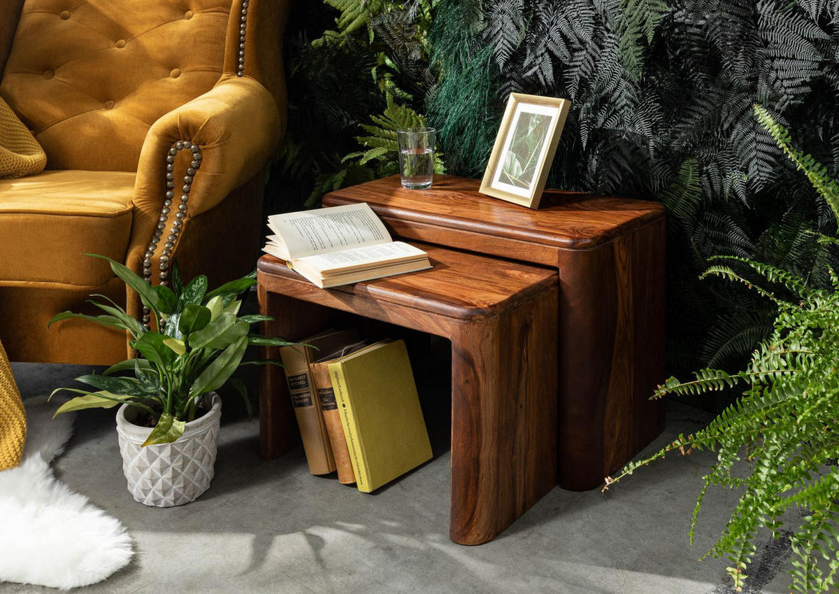 BEISTELLTISCH Sheesham 59x30x41 walnuss gewachst TORONTO #244 - Walnussfarben, Holzwerkstoff (30/59/41cm)