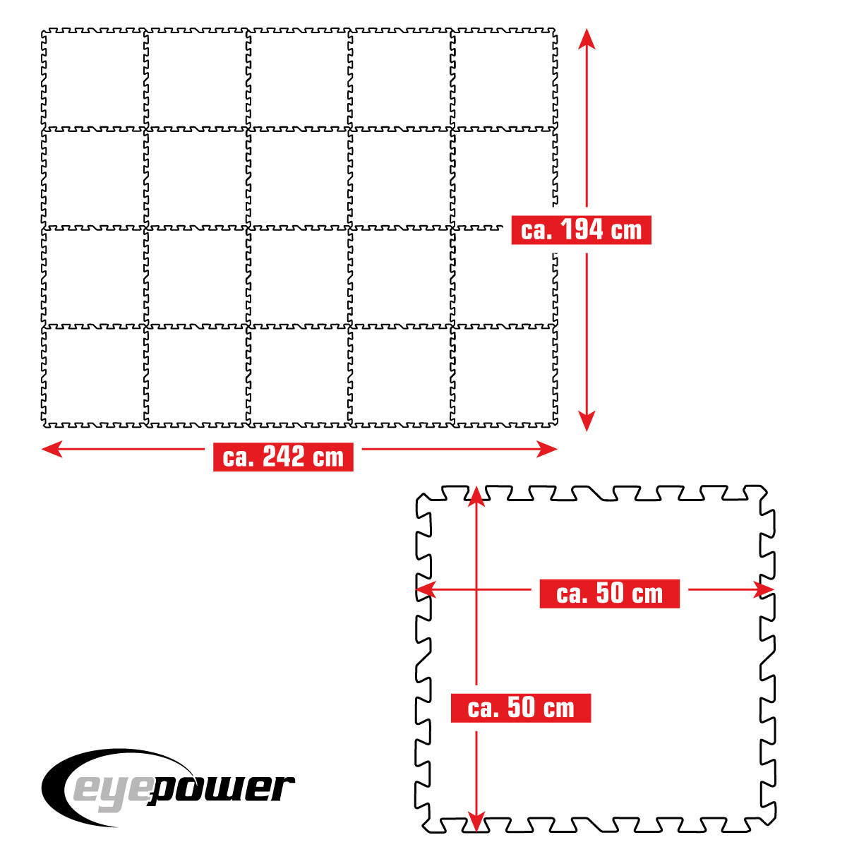 POOLMATTEN 4,7m² 20 EVA Matten 50 cm Blau - Blau, Kunststoff (50/50cm) - eyepower