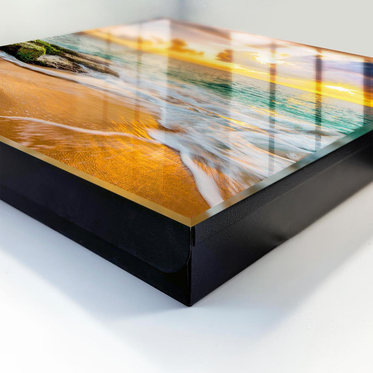 SCHLÜSSELBOX Schwarz 30x30 cm- Türöffnung nach rechts - Sonnenuntergang - Orange, Metall (30/30/5cm) - TULUP