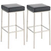 BARHOCKER 2er Set Lederlook schwarz - Edelstahlfarben/Schwarz, Textil/Metall (37/80/37cm) - CLP