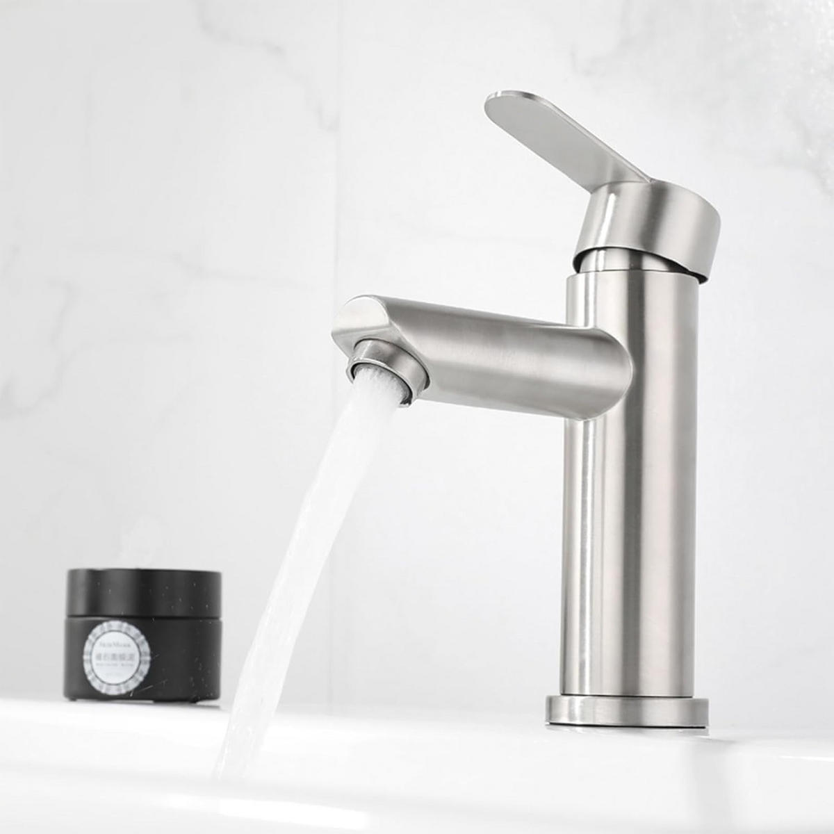 BADEZIMMERARMATUR mit zwei 60 cm langen Zulaufrohren, silber - Silberfarben, Metall (29/7/21cm) - Vallsero