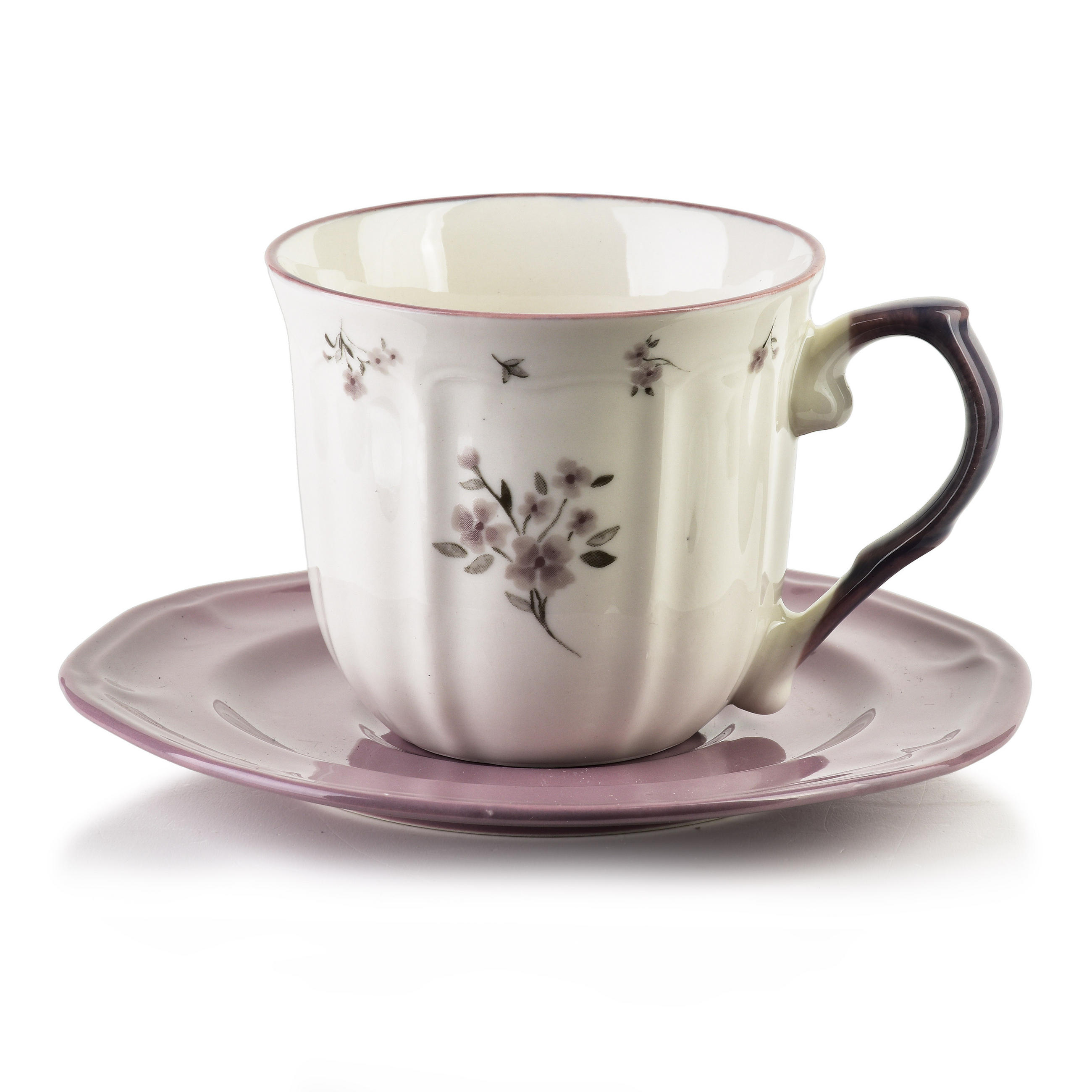 TASSE mit Untertasse Rosalie Weiß 16x16x1,5 cm Porzellan - Weiß, Keramik (0.22L) - Mondex