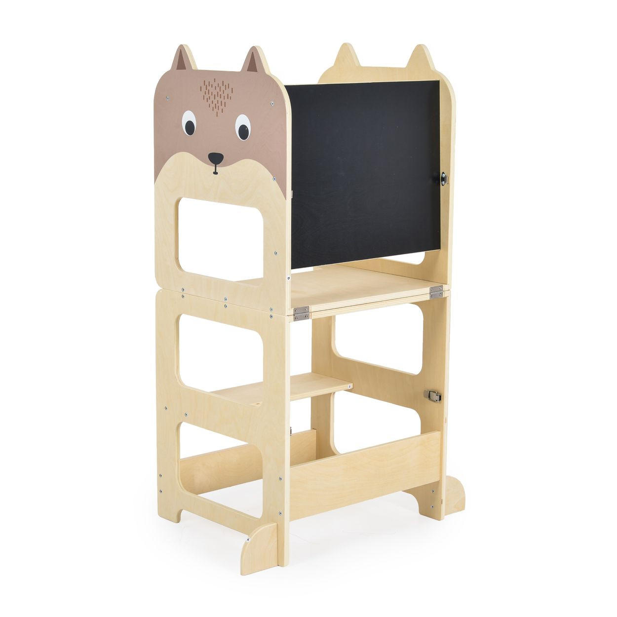 LERNTURM 24446 3 in 1 braun 41,5 x 39 cm, Lernturm, Schreibtisch, Bank, Zeichentafel, Holz - Braun, Holz (39/92/41cm) - Moni