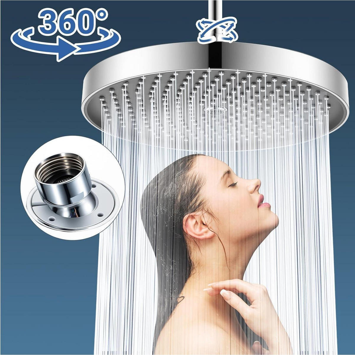 DUSCHKOPF 10 Zoll Regendusche Rund Chrom Schwarz - Silberfarben, Metall (18/12.7/26cm)