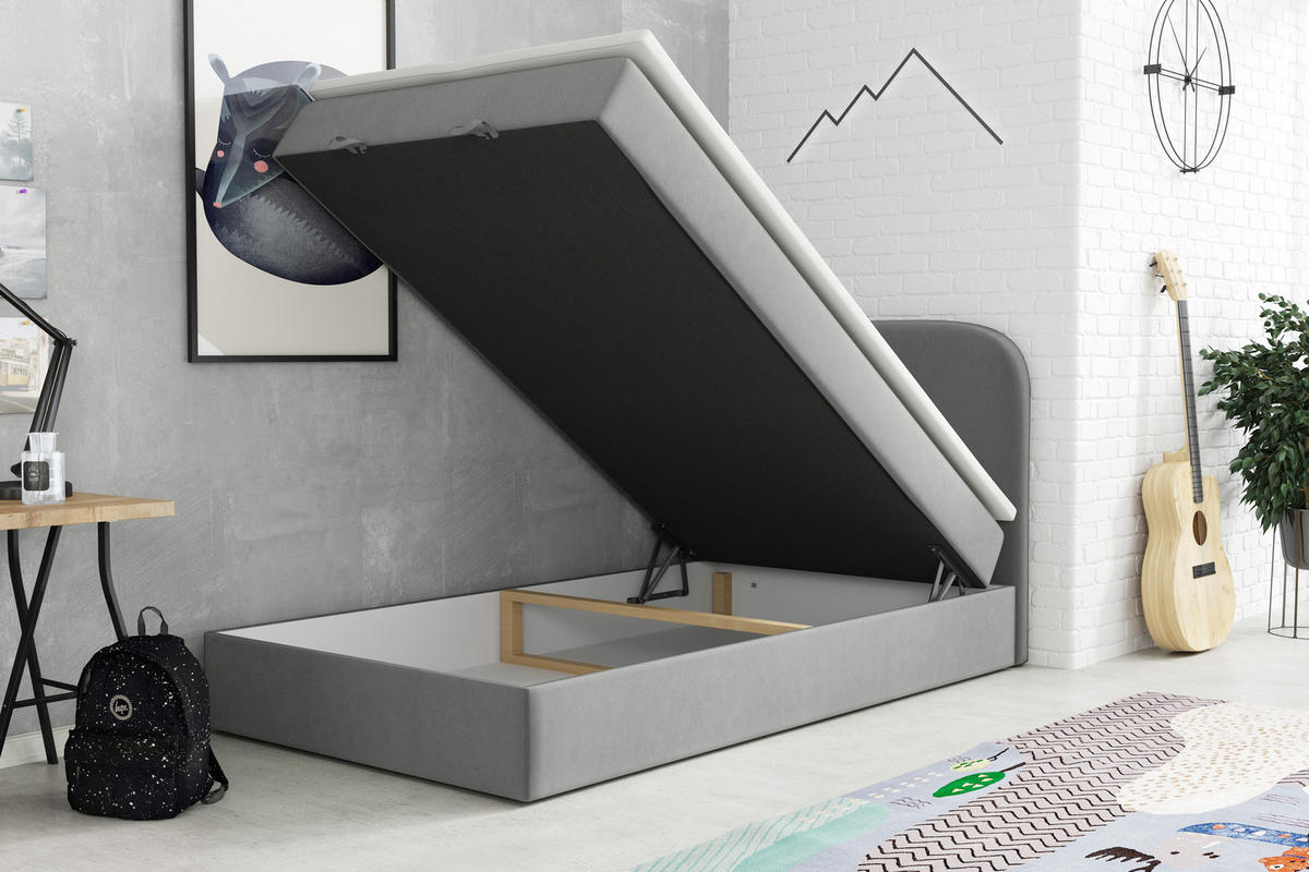 BOXBETT Hugo 100x200 Grau - Grau, Textil/Metall (100/200cm) - VLR BEDS