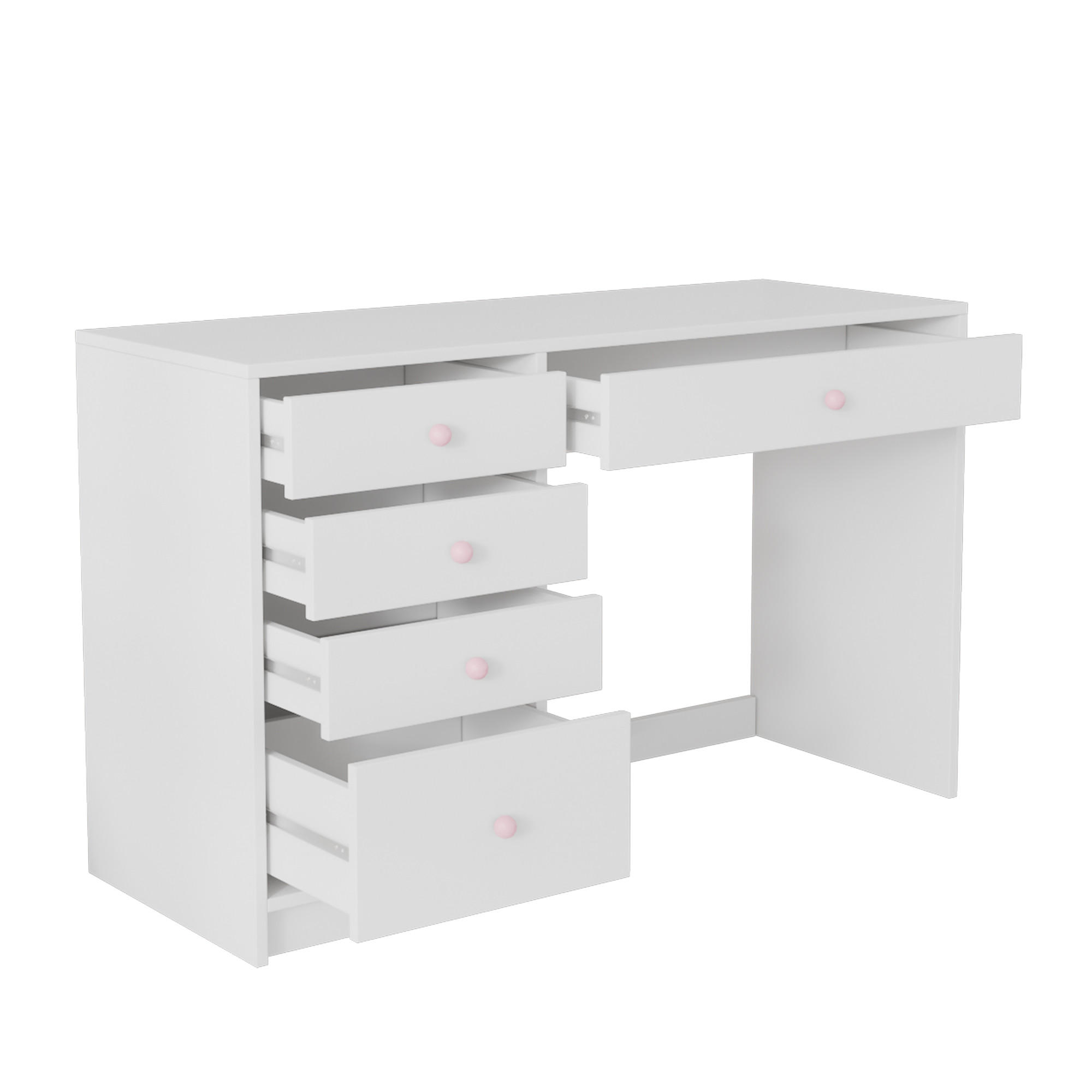SCHREIBTISCH mit 5 Schubladen 120 x 45 x 74 cm MDF White - Weiß, Holz (120/45/74cm) - Meubliv