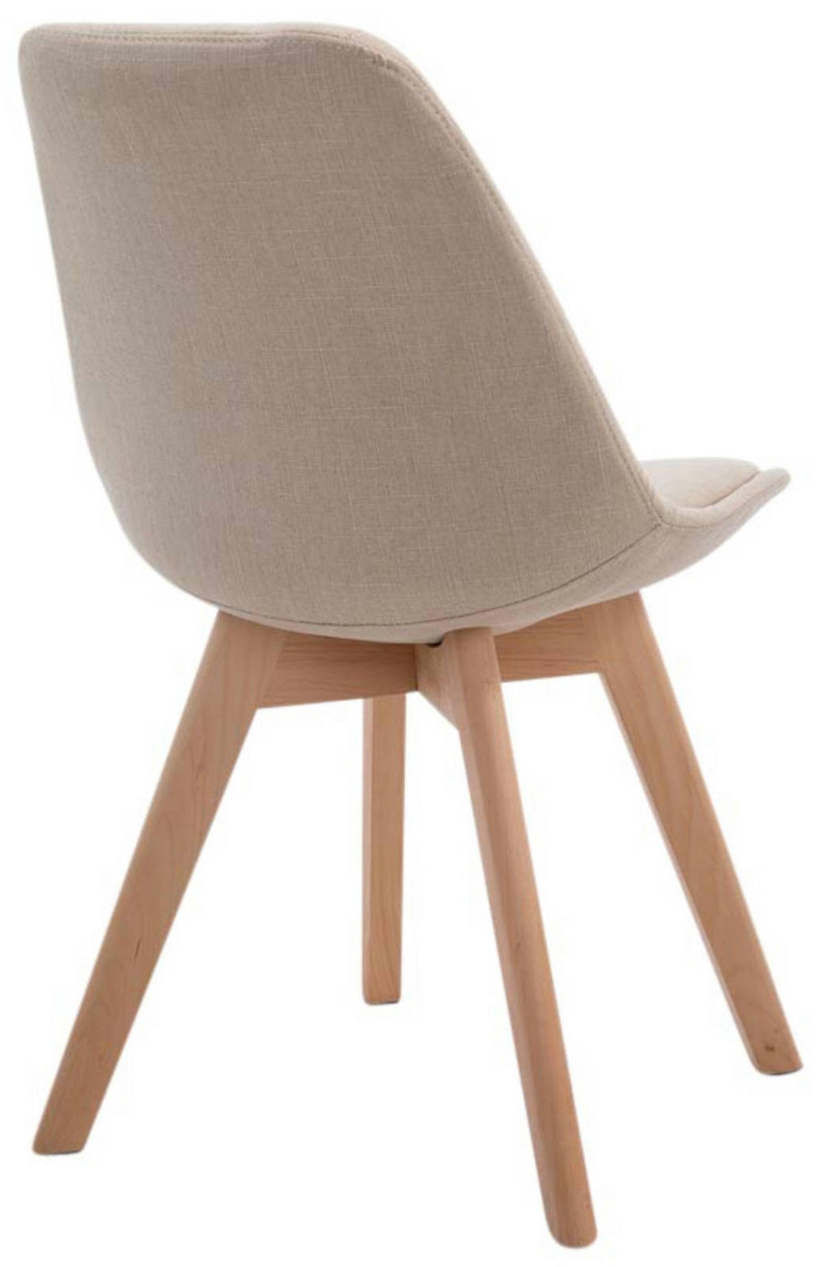 STUHL 4er Set Stoff creme - Eukalyptusholzfarben/Creme, Holz/Textil (48/84/55cm) - CLP