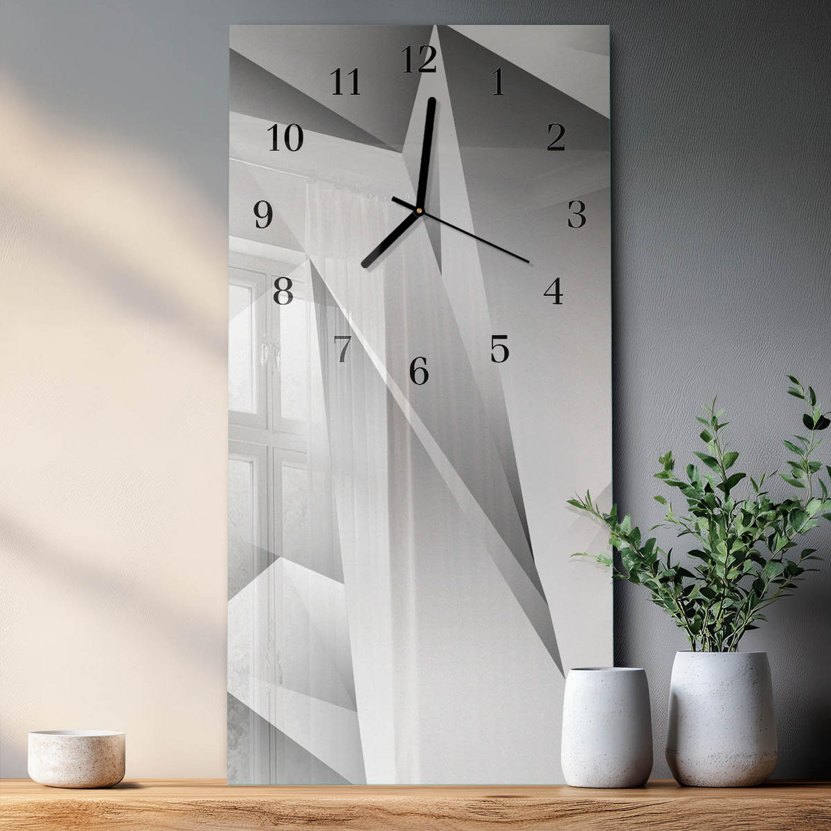 WANDUHR 60x30 cm - Eiffelturm - Weiß, Glas (30/60/0.4cm) - TULUP