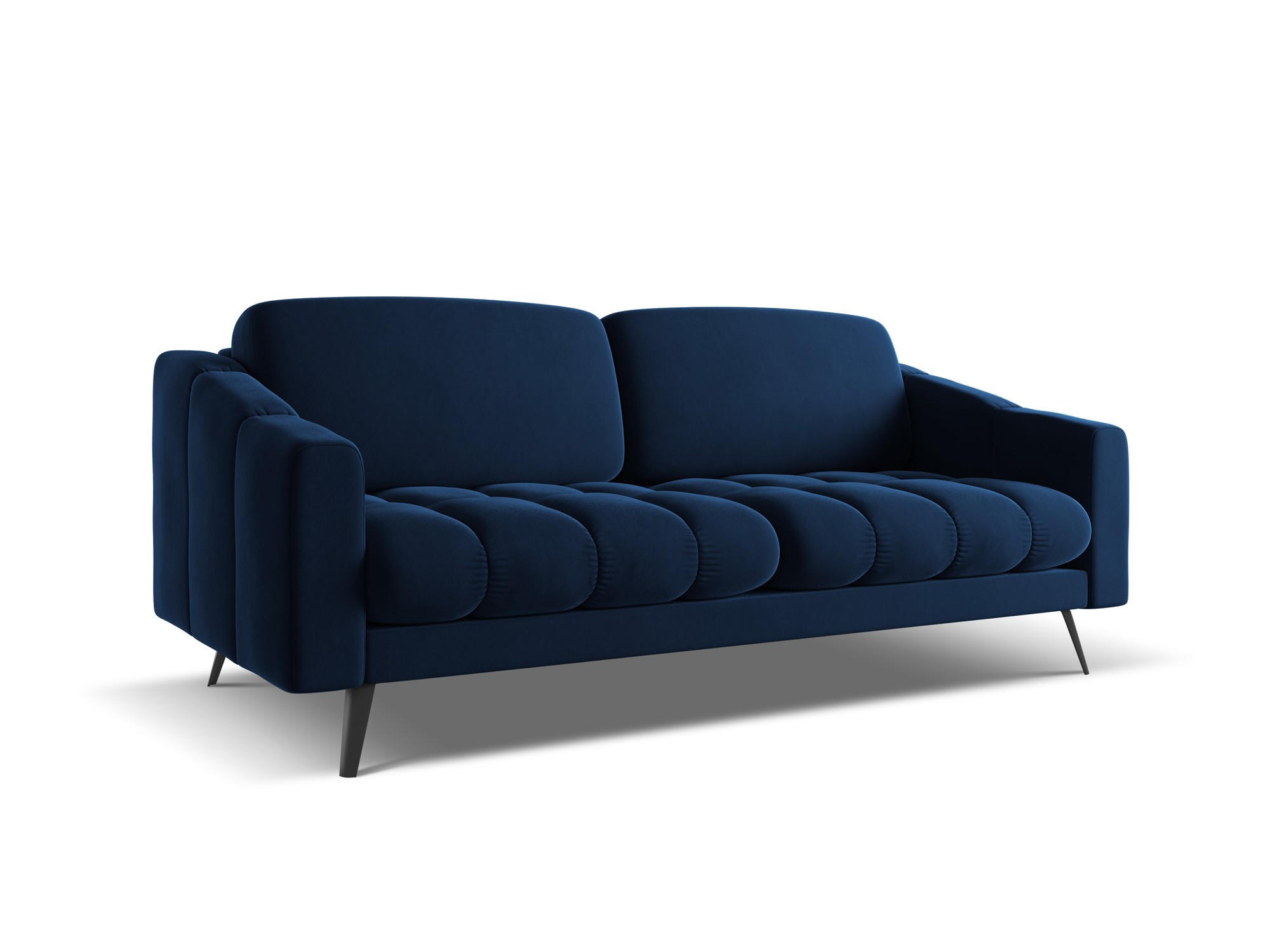 3-SITZER SOFA Samt Stoff Blau - Blau/Schwarz, Textil/Metall (202/80/95cm) - Makamii