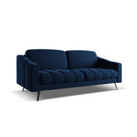 3-SITZER SOFA Samt Stoff Blau - Blau/Schwarz, Textil/Metall (202/80/95cm) - Makamii