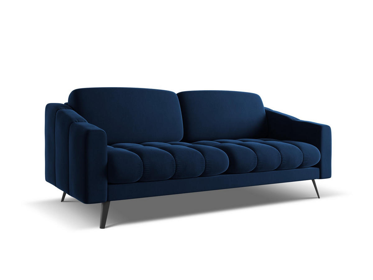3-SITZER SOFA Samt Stoff Blau - Blau/Schwarz, Textil/Metall (202/80/95cm) - Makamii