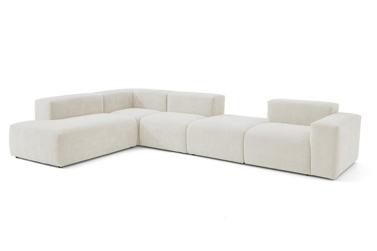 5-SITZER modulares Ecksofa HEAVEN SET 5 Links, Breite 380 cm Webstoff Weiß - Schwarz/Weiß, Holz/Kunststoff (380/245cm) - Muffo