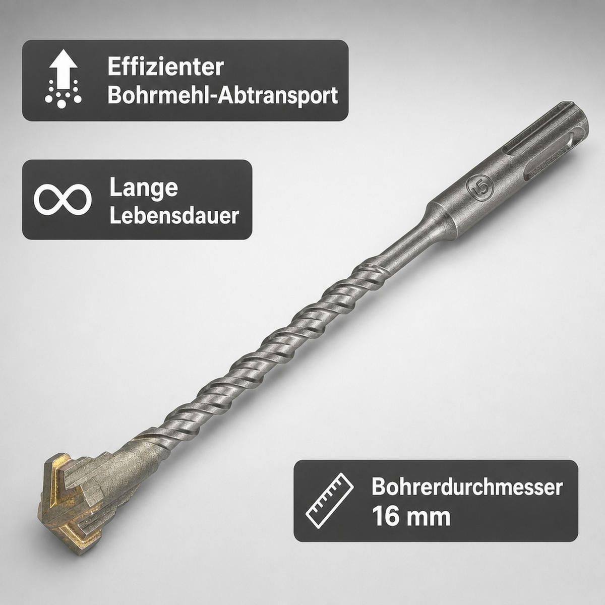 HAMMERBOHRER SDS Plus - Edelstahlfarben, Metall (1.6/1.6/60cm) - KLASEBO