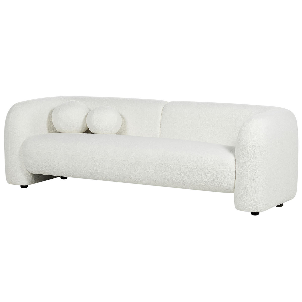 3-SITZER-SOFA Bouclé Weiß Leiren - Weiß, Textil (224/73/83cm) - Beliani