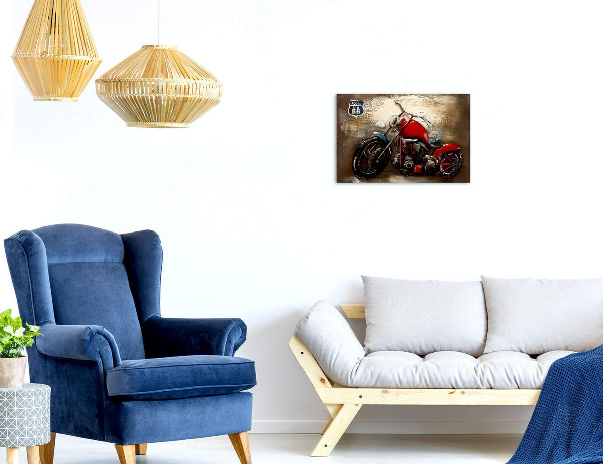 METALLBILD Rot 60/40 cm - Rot/Braun, Metall (2.04/40cm) - KUNSTLOFT