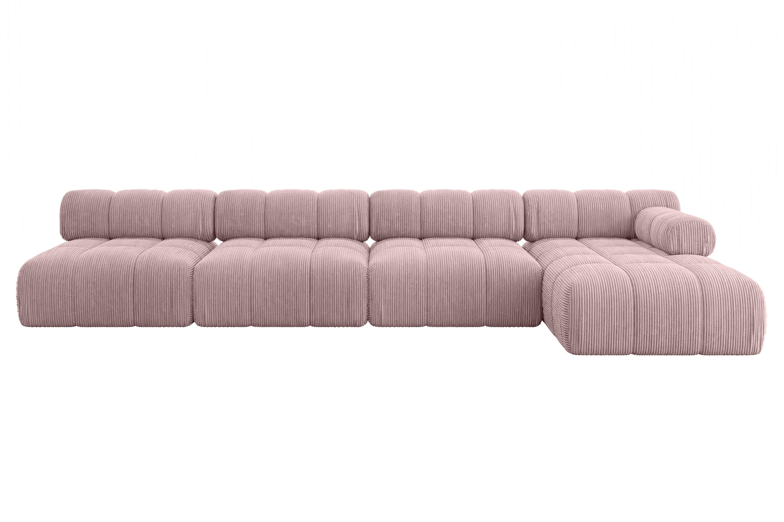 ECKSOFA modulares Sofa Razon-L3 - 380x160x70 cm Rosa Cord - Rosa, Holzwerkstoff/Textil (380/160cm) - ALTDECOR