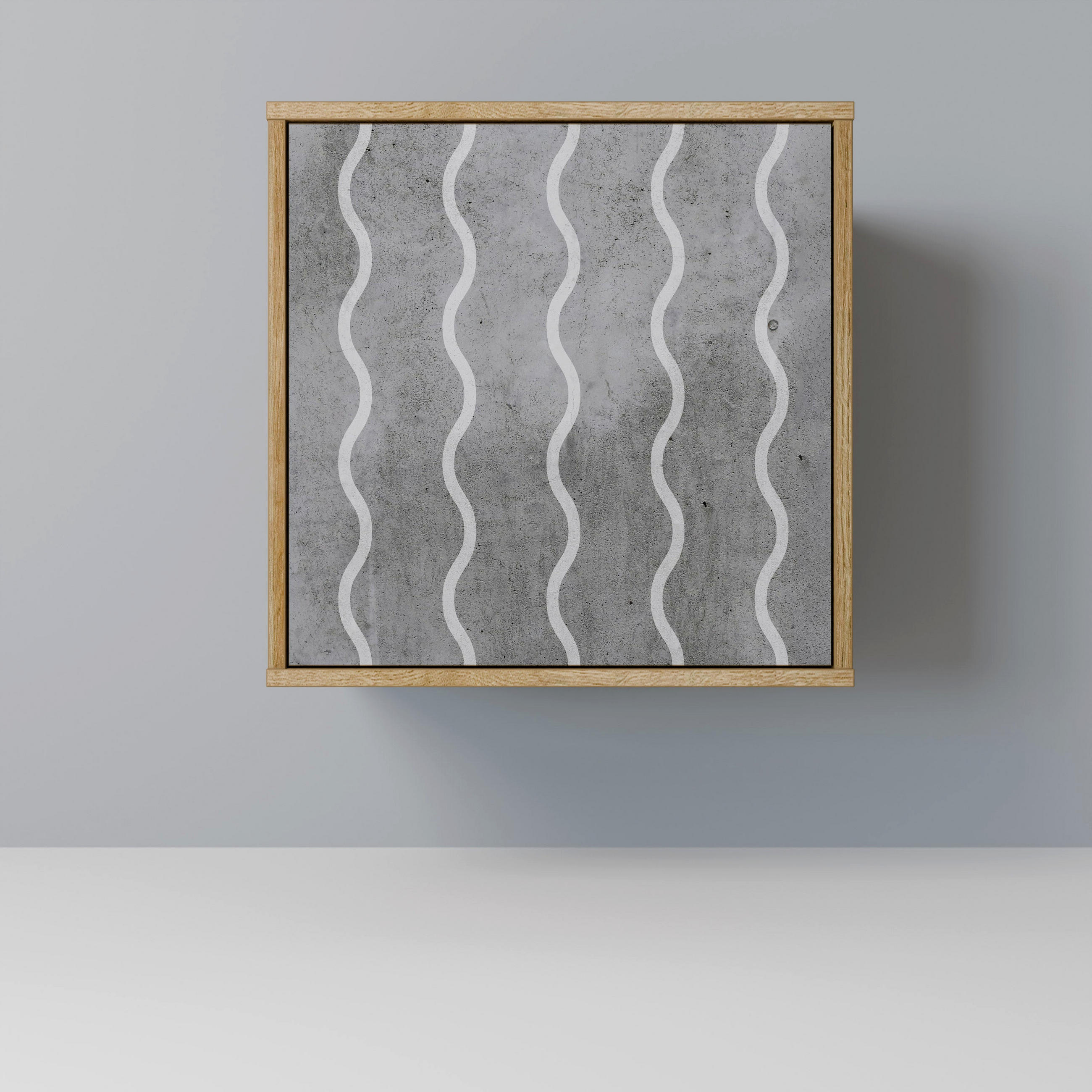 SIDEBOARD WAVES OF CONCRETE, Eichefarben, 57,5x42x57,5 cm, Ohne Füße - Eichefarben/Multicolor, Holzwerkstoff (57.5/57.5/42cm) - SpaceRebels