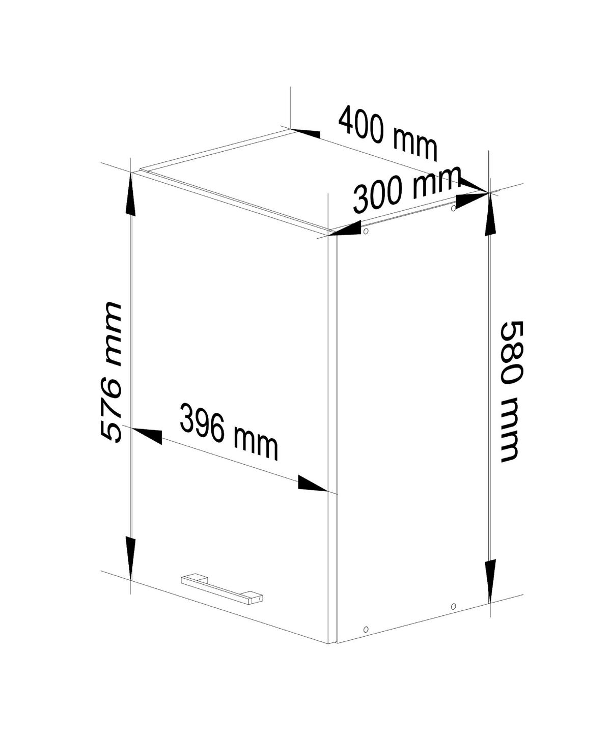 KÜCHENSCHRANK Weiß, Steingrau 30x40x58cm - Schwarz/Weiß, Holzwerkstoff/Kunststoff (40/58/30cm) - Akord