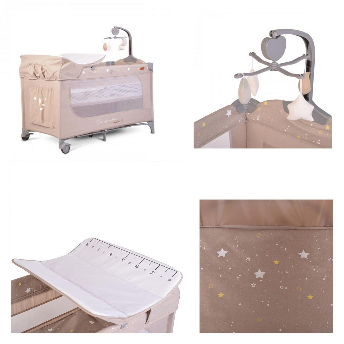 REISEBETT Once upon a time beige Laufstall zwei Ebenen Matratze Wickelauflage - Beige, Kunststoff (60/120cm) - Cangaroo