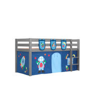 KINDERBETT Karolina 210x114x106 Massivholz Grau Textilset Astro 3 - Blau/Grau, Holz (90/200cm) - 58aufmkessel