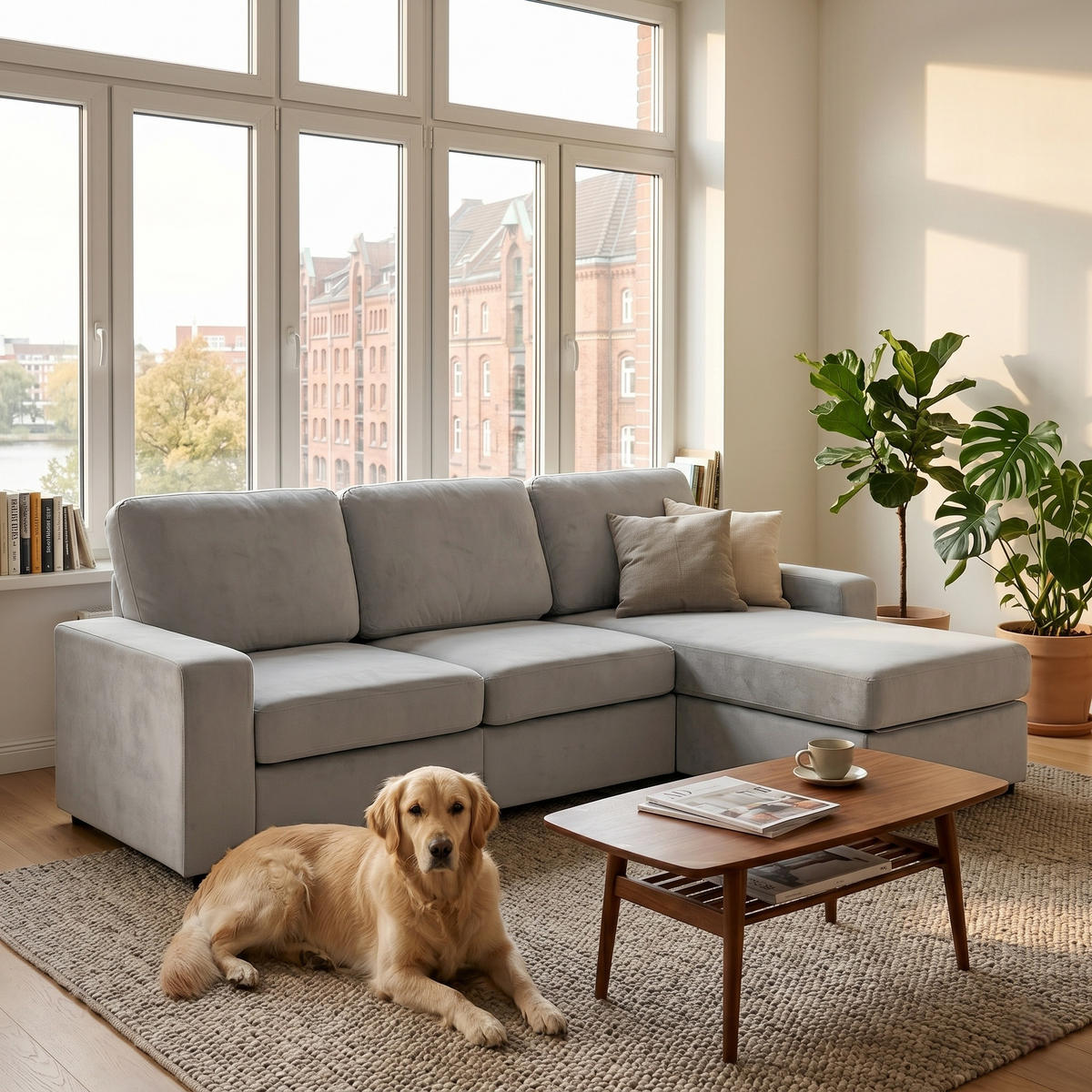 ECKSOFA 245.5/150.5/86.5 cm Hellgrau mit Stauraum und Ottomane - Hellgrau/Grau, Textil/Metall (245.5/150.5cm) - Oxeza