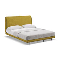 POLSTERBETT Doppelbett mit Matratze Bouclé Stoff Gelb - Currygelb/Gelb, Textil/Metall (140/200cm) - Makamii