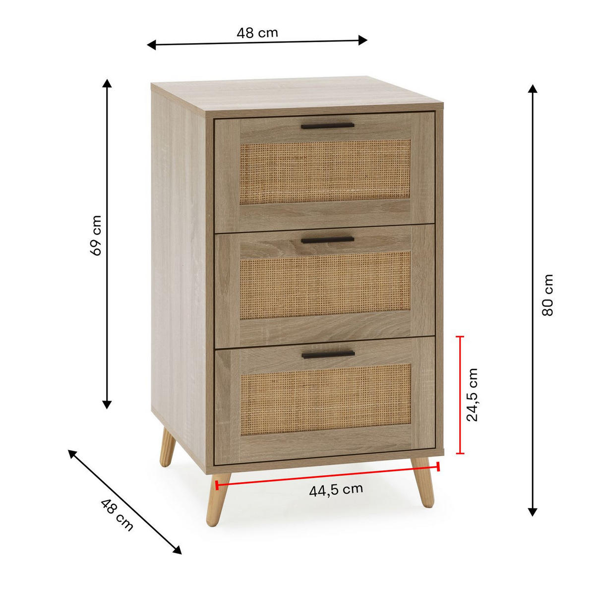 KOMMODE 48/81/48 Dalia Eiche - Honigeiche, Holzwerkstoff (48/81/48cm)