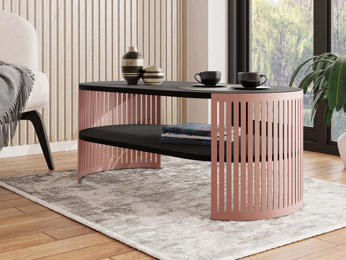 COUCHSITCH Fikoli Oval Ember I - Messingfarben/Schwarz, Holzwerkstoff/Metall (100/50/40cm) - MIRJAN24
