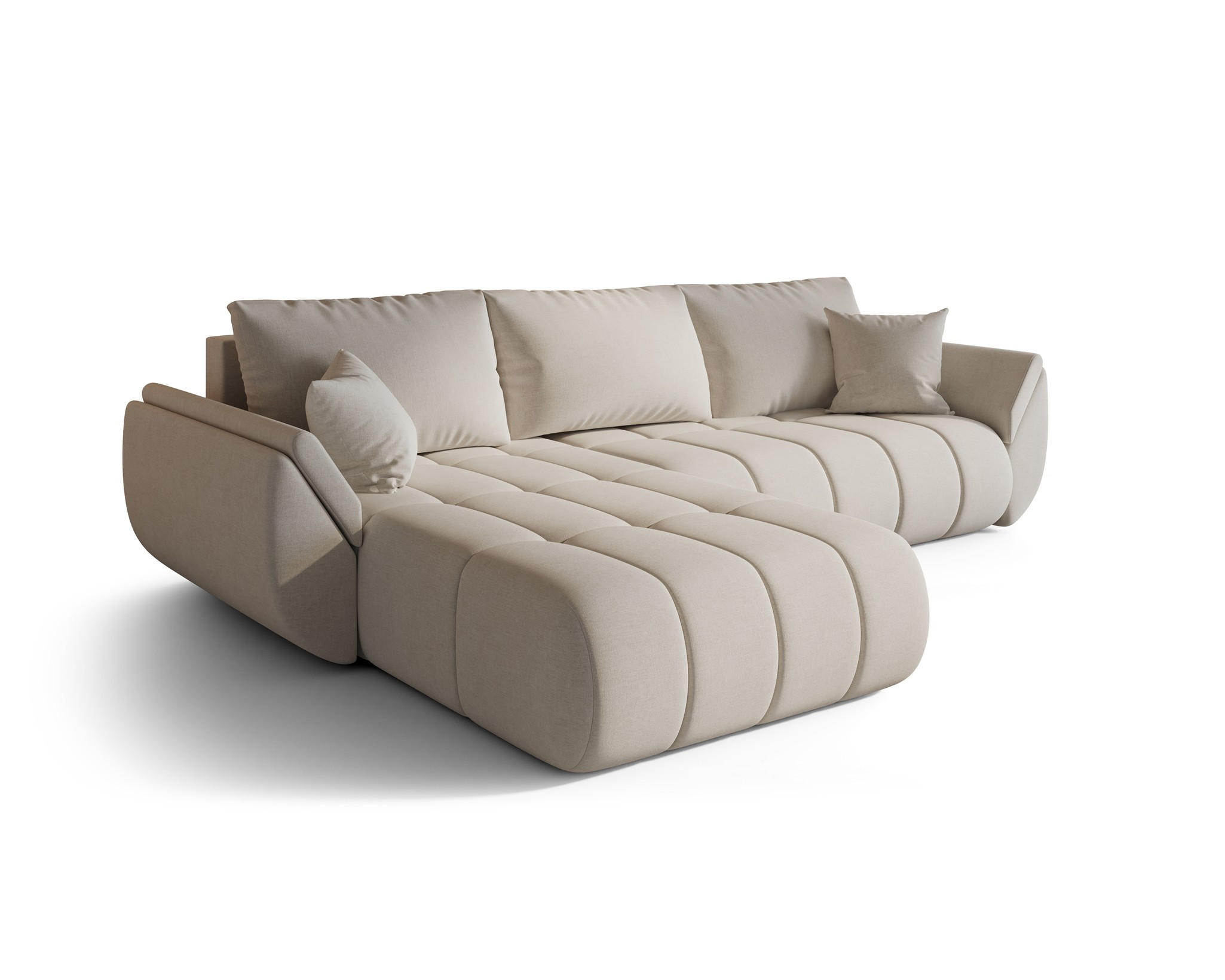 ECKSOFA Misato In Wind - Beige, Holzwerkstoff/Textil (175/280cm) - Fun Möbel