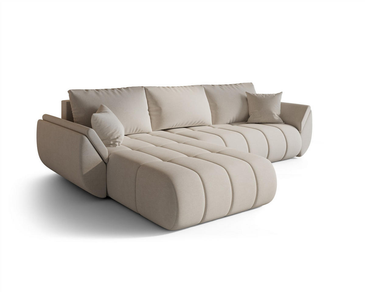 ECKSOFA Misato In Wind - Beige, Holzwerkstoff/Textil (175/280cm) - Fun Möbel