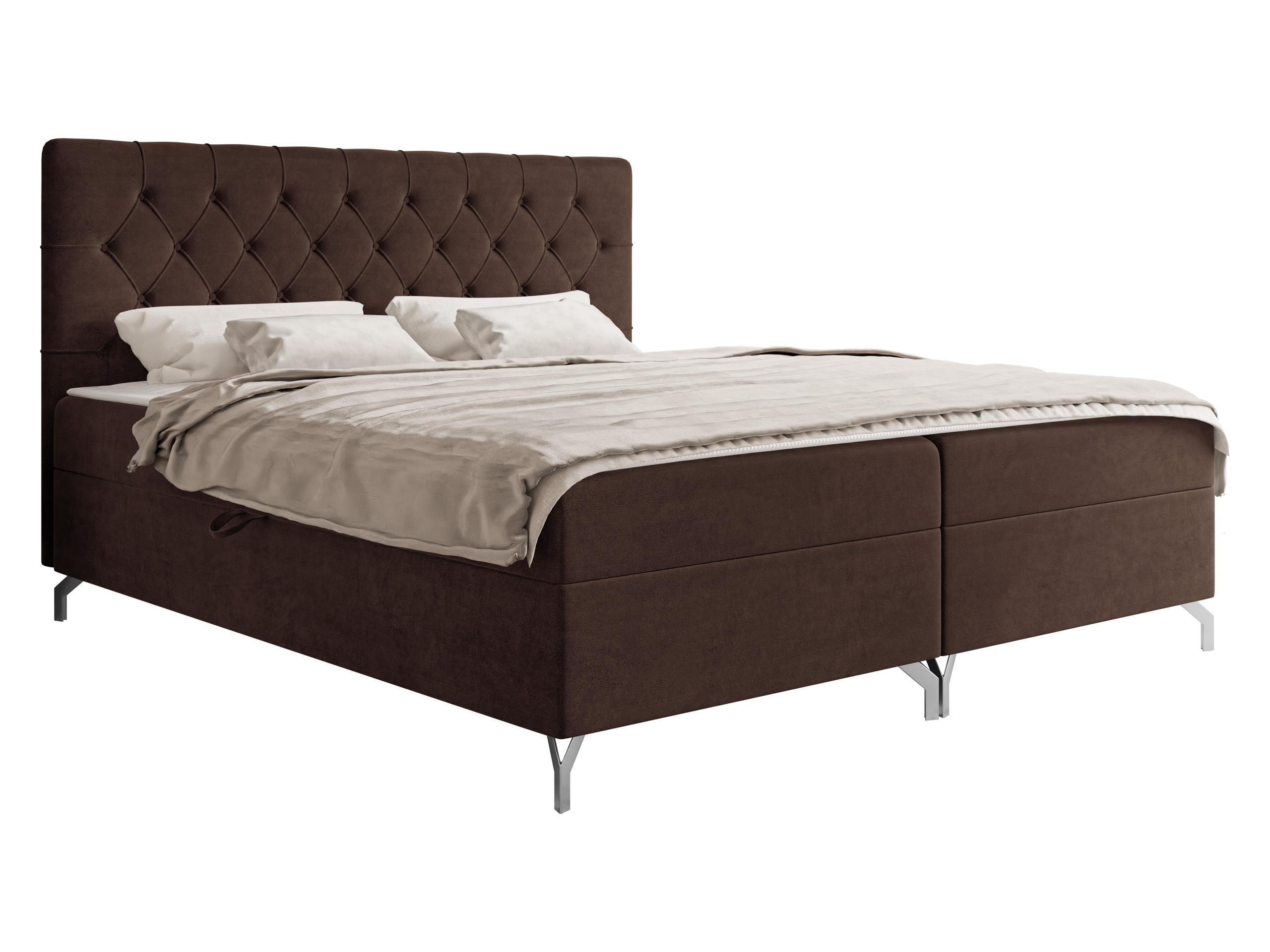 BOXBETT Guilette - H3 - Silberfarben/Braun, Holz/Holzwerkstoff (180/200cm) - MIRJAN24