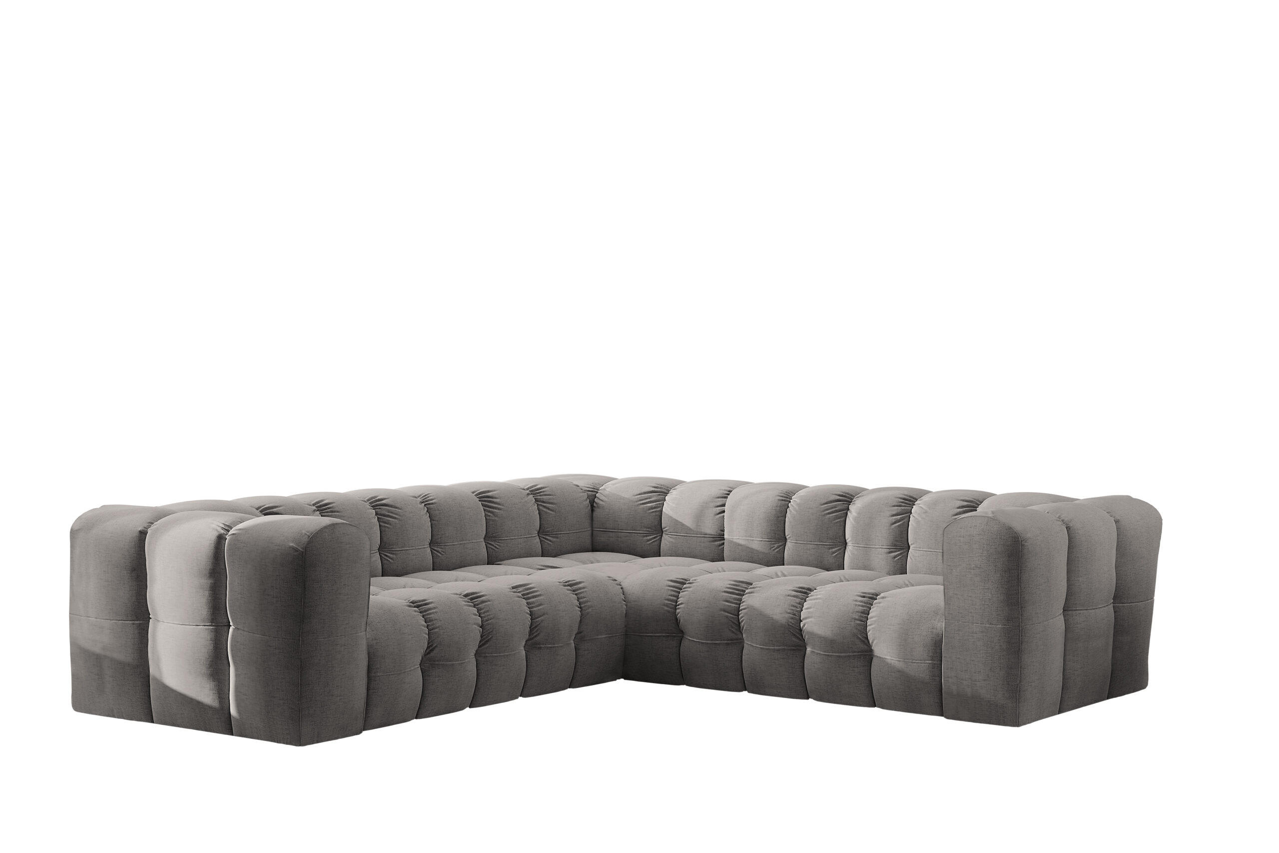 ECKSOFA Corner Mit Steppung BALOO, Chenille-Stoff Moly, Grau - Grau, Holz (270/270cm) - Kaiser Möbel