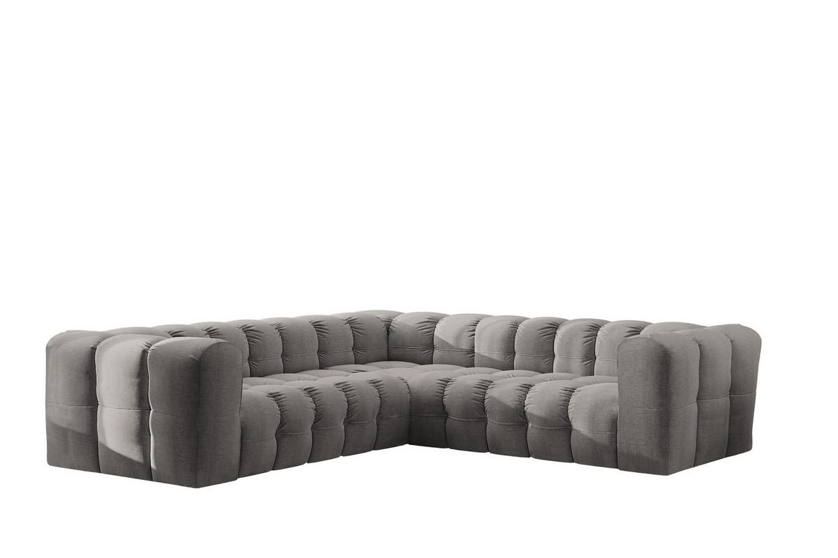 ECKSOFA Corner Mit Steppung BALOO, Chenille-Stoff Moly, Grau - Grau, Holz (270/270cm) - Kaiser Möbel