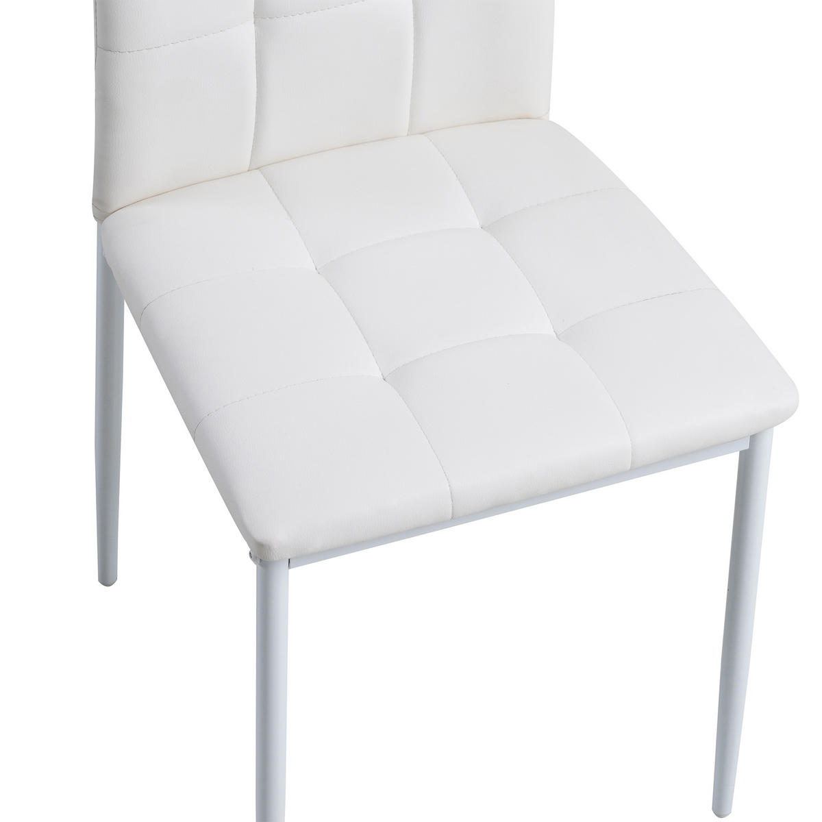 STUHL RIMINI Lederimitat Metallbeine 4er Set Weiss - Weiß, Kunststoff/Metall (41/97/38cm) - Albatros