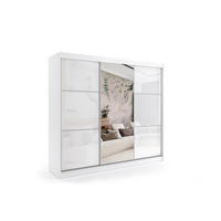 KLEIDERSCHRANK mit Spiegel-Schiebetüren und Aluminium-Leisten - VIVI - 180 cm Weiß - Weiß, Holzwerkstoff (180/216/61cm) - ALTDECOR