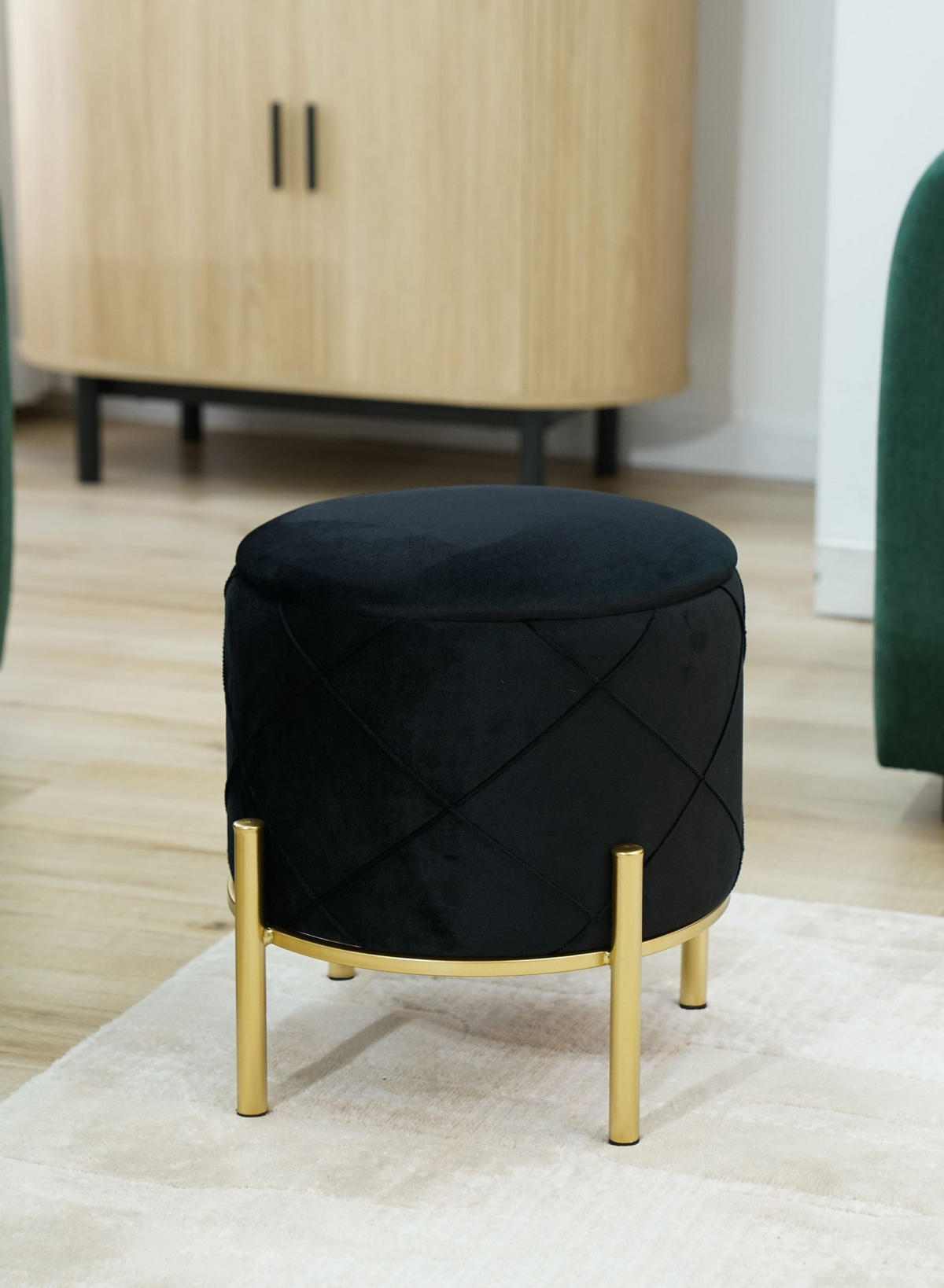 SITZHOCKER mit Stauraum, Polsterhocker Schwarz 37/40/37 - Schwarz, Textil (37/40/37cm) - RAUMHIRSCH FURNITURE