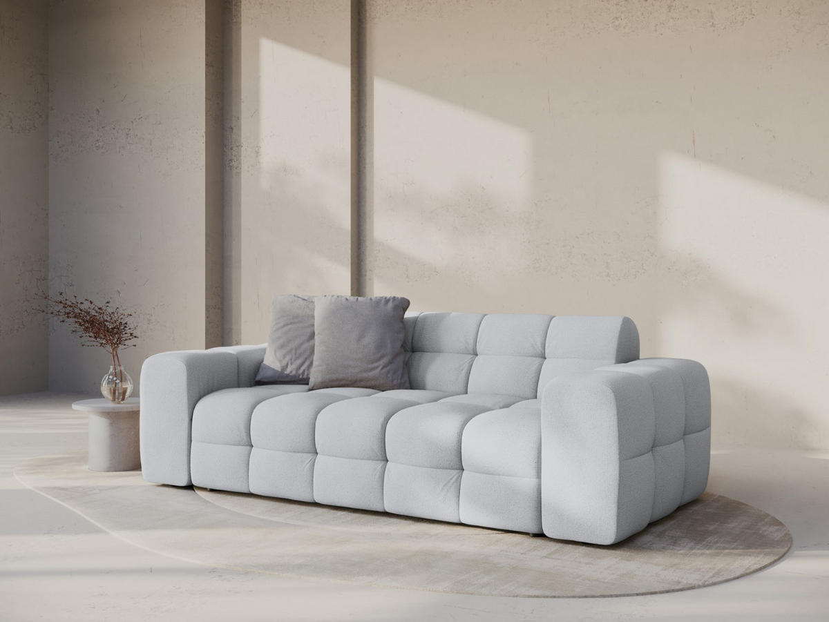 SOFA Kendal aus strukturiertem Stoff hellgrau 3 Sitzplätze - Hellgrau, Textil (103/79/222cm) - Micadoni