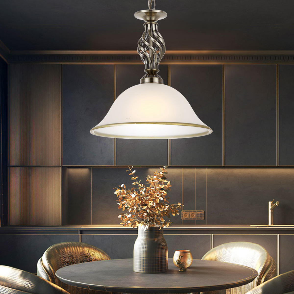 LED HÄNGELEUCHTE ODIN Messing - Messingfarben, Glas (30/30/120cm) - Globo Lighting