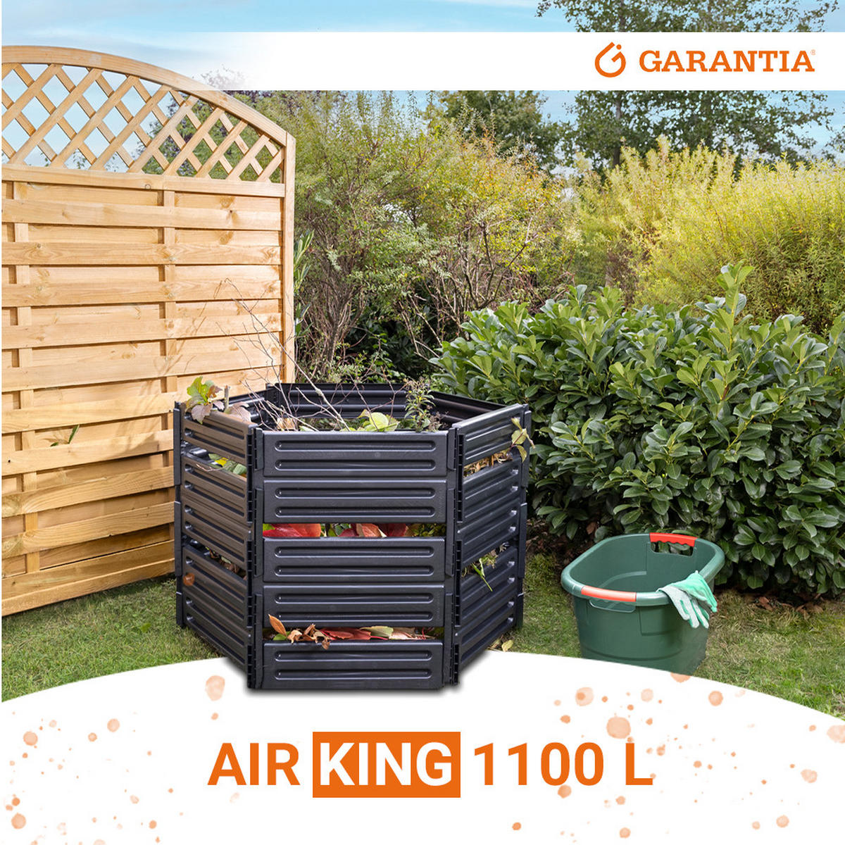 STECKKOMPOSTER 1100 L, schwarz - Schwarz, Kunststoff (111/135/111cm) - GARANTIA