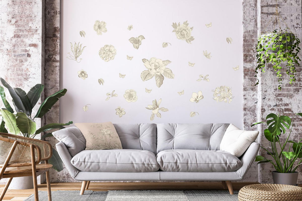 WANDTATTOO Blumen 85 x 65 cm - Grau, Papier (85/65/65cm) - Sanders & Sanders