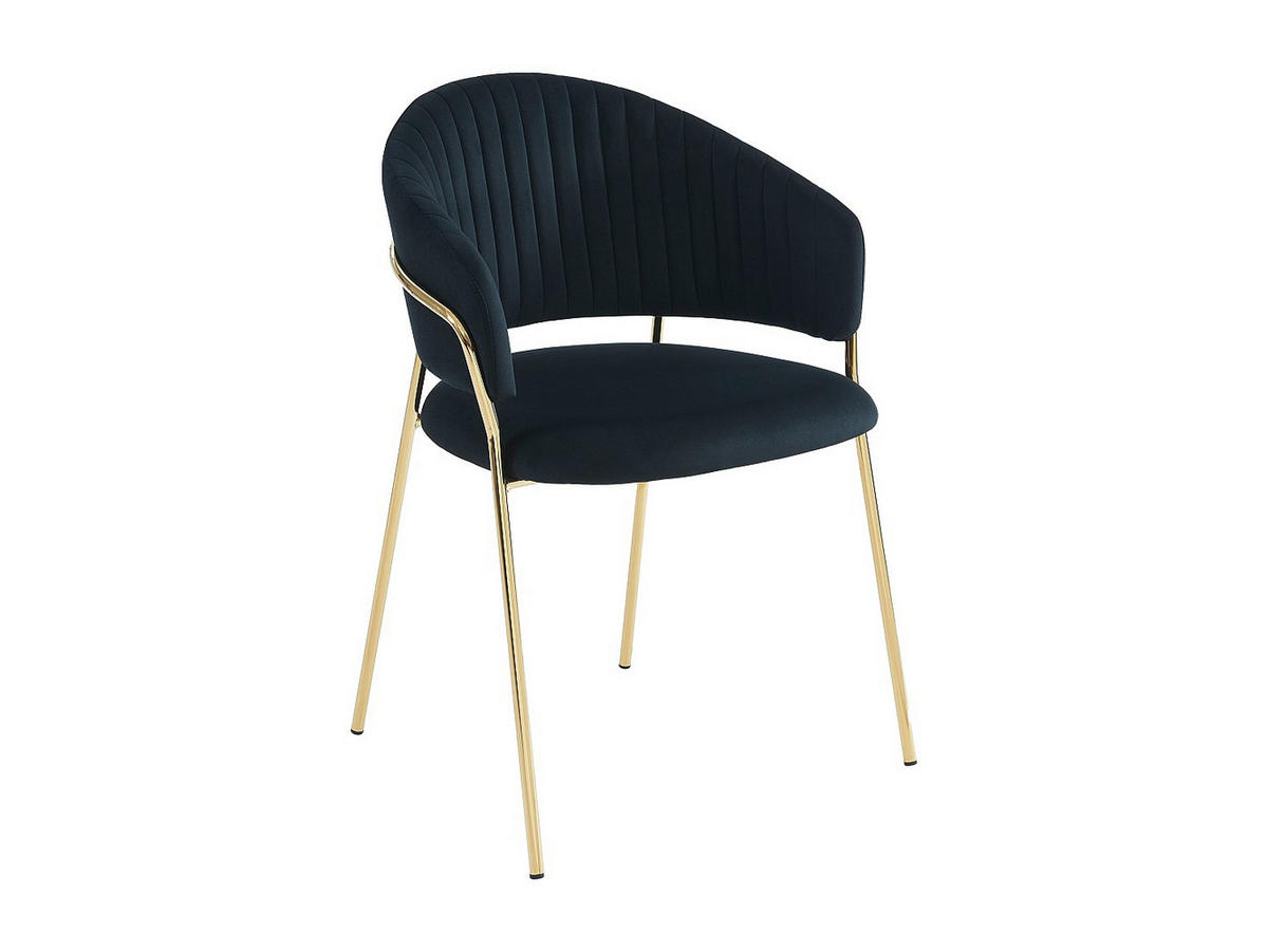 STUHL 6er-Set - Samt & goldfarbenes Metall - Schwarz - MADOLIA - Schwarz, Textil (55/81/55cm) - Pascal Morabito