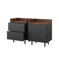 NACHTTISCH Anika Anthrazit 54 x 68 cm 2er Set - Anthrazit/Walnussfarben, Holzwerkstoff (54/68/40cm) - Vicco
