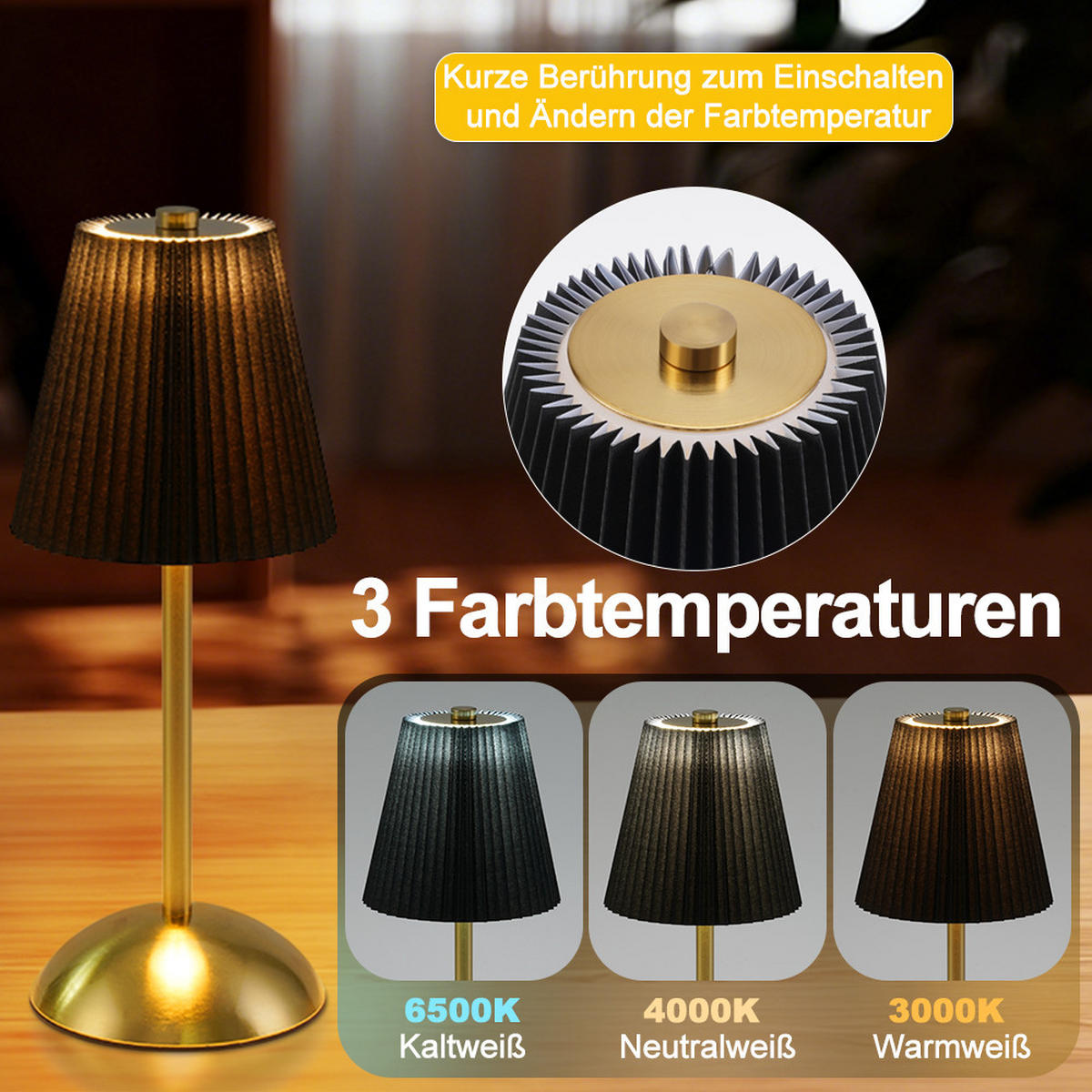 LED stolní lampa BROOKS III 12/12/30 cm (sada 2 ks) - černá, kov (12/12/30cm) - Nettlife