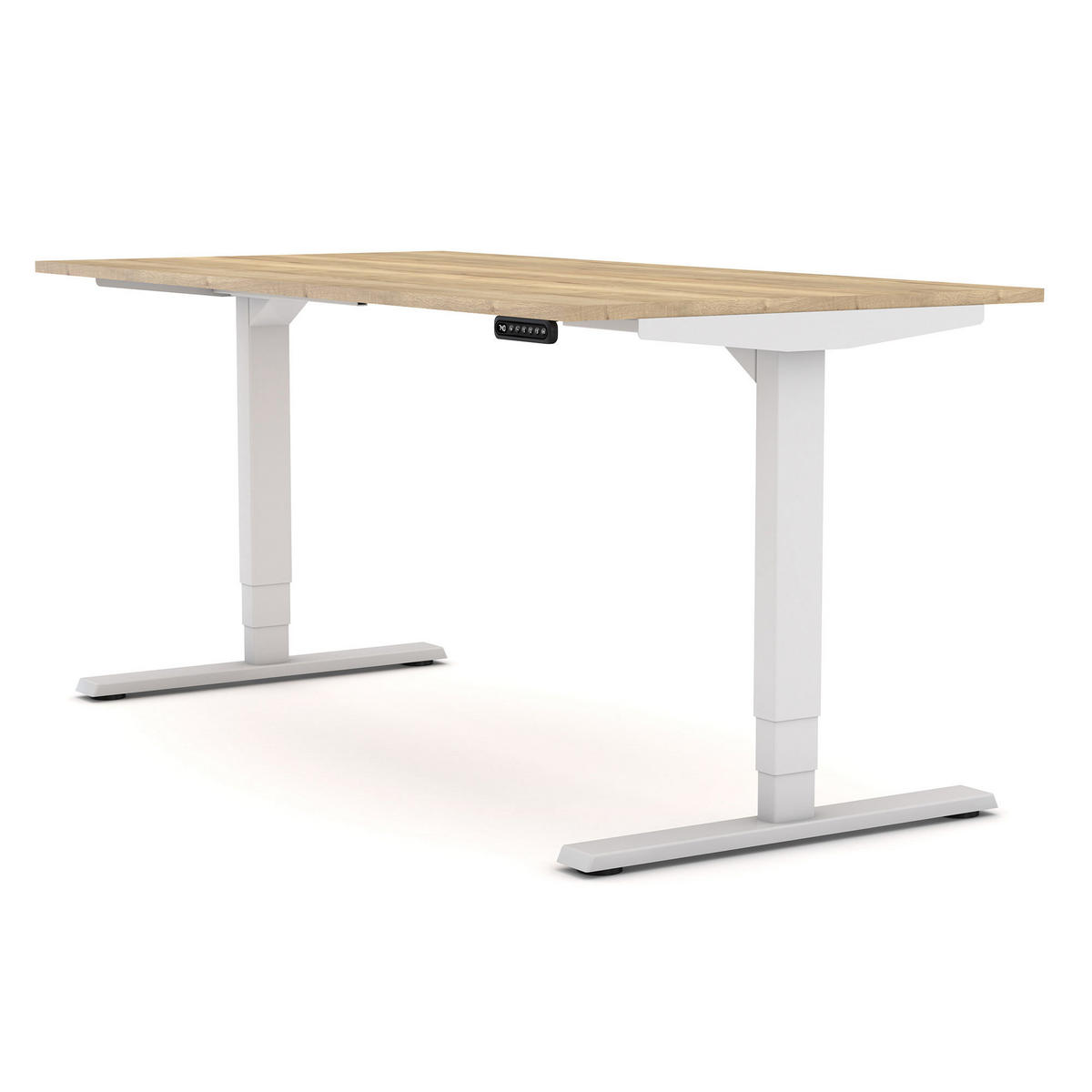 SCHREIBTISCH Elektrisch höhenverstellbarer Schreibtisch Y-Line Eiche Natura Signalweiß 140/70/62-127cm - Weiß/Eiche Artisan, Holzwerkstoff/Metall (70/140/127cm) - ASSMANN
