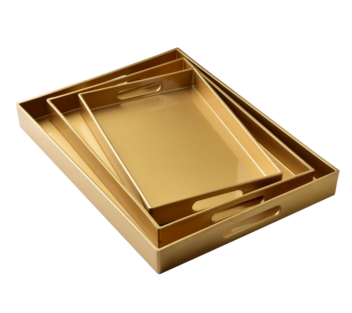 SERVIERTELLER Blanche Gold 3er Set 40/30/4cm Plastik - Goldfarben, Kunststoff (30/4/40cm) - Mondex