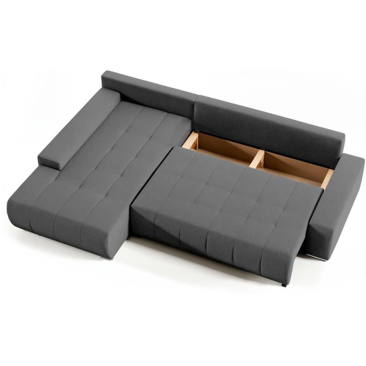 ECKSOFA Draco L dunkelgrau links - Chromfarben/Dunkelgrau, Textil/Metall (267/186cm) - Beautysofa