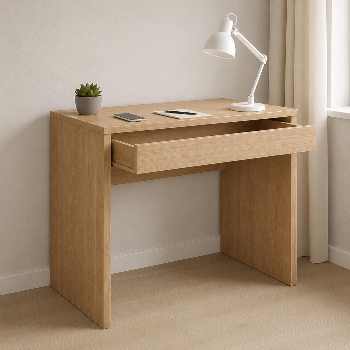 SCHREIBTISCH FORDE BRK1-1S Schublade Eiche Sonoma - Sonoma Eiche, Holzwerkstoff/Kunststoff (50/75/75cm) - Komodee