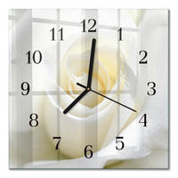 WANDUHR 30x30 cm - Weiße Rose - Weiß, Glas (30/30/0.4cm) - TULUP